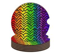 Gay Pride Rainbow Pattern Car Coasters, 6PCS Non-Slip Car Cup Holder Coasters with Cork Base, Heat Resistant & Waterproof Drink Coaster for Women Men