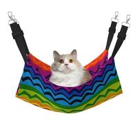 Gay Pride Rainbow Pattern Cat Hammock for Cage Hanging Soft Pet Hammock Bed with Adjustable Straps and Metal Hooks Reversible Double Sided Hanging Bed Soft Sleeping Hammock for Cats