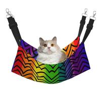Gay Pride Rainbow Pattern Cat Hammock for Cage Hanging Soft Pet Hammock Bed with Adjustable Straps and Metal Hooks Reversible Double Sided Hanging Bed Soft Sleeping Hammock for Cats