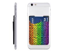Gay Pride Rainbow Pattern Leather Cell Phone Wallet, Stick On Phone Card Holder for Back of Phone Case - Adhesive Phone Pocket Credit Card ID Case Pouch Sleeve for Women Men