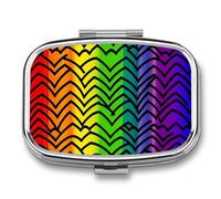Gay Pride Rainbow Pattern Pill Box 2 Compartment - Small Metal Medicine Organizer Portable Pill Case for Purse Pocket Travel Vitamin Organizer for Men Women, BPA-Free