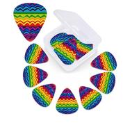 Gay Pride Rainbow Pattern Print Guitar Picks 12 Pack Guitar Plectrums with Storage Box Bass Picks For Acoustic Guitar Bass Electric Ukulele Includes 0.46mm, 0.71mm, 0.96mm
