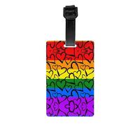 Gay Pride Rainbow Pattern Print Luggage Tags with Full Back Privacy Cover - Bright Suitcase Identifier for Travel, Cruise & More