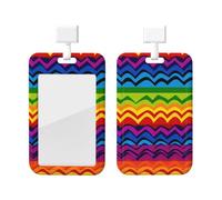 Gay Pride Rainbow Pattern Printed Card Badge Holder Id Badge Card Holder Badge Holders with Lanyards for Offices Staff Access Card Metro Card