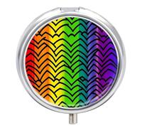 Gay Pride Rainbow Pattern Printed Pill Box Pill Container Portable Medicine Pill Case Metal Travel Pill Box Vitamin Container with 3 Compartment Medicine Case