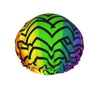 Gay Pride Rainbow Pattern Shower Cap for Women Reusable Waterproof Shower Bonnet Double Layer Large Bath Cap Washable Elastic Band Bath Hair Hat Braids, Men