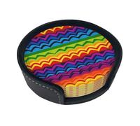 Gay Pride Rainbow Pattern1 Coasters For Drinks Set Of 6 Leather Tea Cup Coaster Drink Coasters For Cup Kitchen Bar Home Decor Housewarming Gift