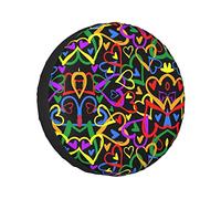 Gay Pride Rainbow Print Car Tire Cover Compatible Personalised Soft Case Covers, For Many Vehicle, Camper, Car, 17in