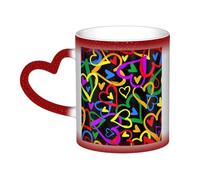 Gay Pride Rainbow Print Ceramic Mug, Black to White Thermochromic Coffee Cup for Home Office Cafe