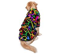 Gay Pride Rainbow Print Dog Hoodie For Medium To Large Dogs, Warm, Soft, Breathable Sweatshirt, Easy To Wear Jumper For Winter And Fall, Pet Coat Pullover
