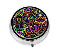 Gay Pride Rainbow Print Personalised Portable Pillbox with,Mini Pillbox Compact and Convenient Pill Organiser for Storing and Organising Pills