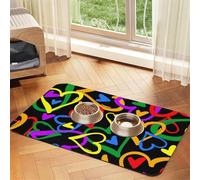 Gay Pride Rainbow Print Pet Food Mat Absorbent Non Slip PU Leather Feeding Mat for Dogs Cats Rubber Bottom
