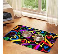 Gay Pride Rainbow print PU Leather Feeding Mat for Dogs Cats Pet Food Mat Absorbent Non-Slip Rubber Bottom