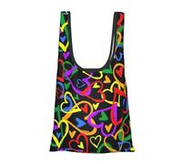Gay Pride Rainbow Print Reusable, Foldable,Washable Grocery Bags Foldable in A Pouch Eco Tote Shopping Bag,Daily Shopping Loading