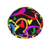Gay Pride Rainbow Print Shower Cap, Lined Shower Cap For Women Reusable, Double Layer Waterproof Bath Cap
