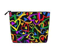 Gay Pride Rainbow Print Single Layer Fake Hemp Makeup Bag Zipper Cosmetic Bag Accessories for Women Black One Size Black One Size, Black/White, One Size