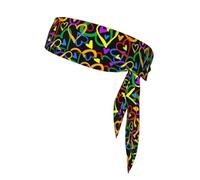 Gay Pride Rainbow Print Sports Tie Headband,Adjustable Unisex Sport Sweatband for Running,Tennis,Workout
