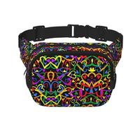Gay Pride Rainbow Print Unisex Square Double Layer Waist Bag Crossbody Fanny Pack Travel Workout Accessory, Black, One Size, Black, One Size
