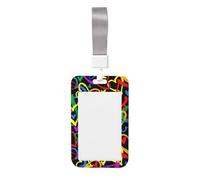 Gay Pride Rainbow Printed Id Badge Holder with Neck Strap Vertical Waterproof Name Card Holder for Office School