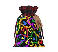 Gay Pride Rainbow Printing 4.7x6.9 Inch Christmas Bag Drawstring Closure,For Christmas Anniversaries Birthdays,Holds Gifts
