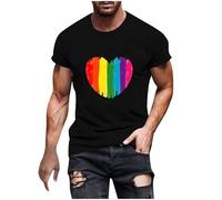 Gay Pride T-Shirt for Men UK Sale Clearance Rainbow Flag LGBTQ T-Shirt Short Sleeve Tops Summer Casual Basic Tees Regular Fit Fitness Workout Sports Tshirts Pride Month Tops Holiday Clothing