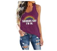 Gay Pride Tank Top for Women Lesbian Romance Vest Top LGBTQ Pride Flag Rainbow Tee Sleeveless Tops Bisexual Flag