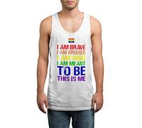 Gay Pride Vest - I Am Brave I Am Bruised This is Who I Am Meant to Be This is Me LGBT Tank Top White