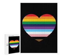 Gay Proud Flag Heart Funny Wooden Picture Vertical Version Puzzle Wood Jigsaw Creative Gift for Adults And Family Game