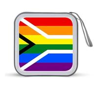 Gay Proud Flag of South Africa CD Holder Case 40 Capacity Plastic DVD Wallet Zippered Storage Sleeves Hard Box