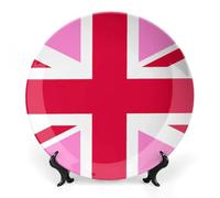 Gay Proud Flag of United Kingdom Printed Ceramic Decorative Plate Chinese Style Bone Dish with Stand China Art Porcelain Plates