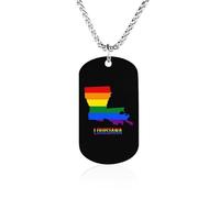 Gay Proud of Louisiana Memory Necklace Jewelry Hip Hop Chain Pendant Statement Necklaces for Men Women 23.6in(60cm)