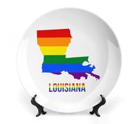 Gay Proud of Louisiana Printed Ceramic Decorative Plate Chinese Style Bone Dish with Stand China Art Porcelain Plates