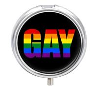 Gay Prouds-Rainbow LGBT Pill Box Portable Round Medicine Storage Boxes Pill Case Organizer for Purse Pocket Travel