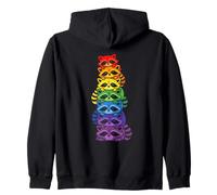 Gay Queer Pride Month Rainbow Raccoon Stack Zip Hoodie