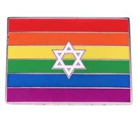 Gay Queer Pride Rainbow Flag Star of David Jewish Judaism LGBTQ 1.6" Enamel Pin Badge, 1.6 Inches wide, Enamel, enamel