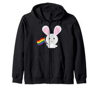 Gay Rabbit Shirt for Pride, Coming Out, LGBT Celebration Zip Hoodie