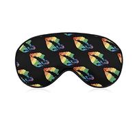 Gay Rainbow LGBT Pride Lips Skull Sleep Mask Night Cover Eye for Women Men BlockLight for Airplane Travel Nap Adjustable Strap