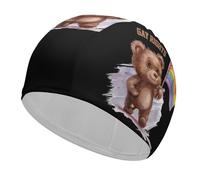 Gay Rights Bear LGBT Flag Unisex Swimming Cap for Short Long Hair Women Men Pool Swim Bathing Hat