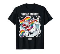 Gay Santa Riding Unicorn Favorite Ho Funny LGBT Christmas T-Shirt