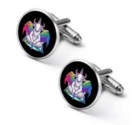 Gay Satan LGBT Goth Gay Shirt Cufflinks Round Cuff Links for Business Wedding Party Father's Day Gift 1.7cm