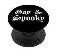 Gay & Spooky Goth Horror Psychobilly LGBTQ Pride PopSockets Grip and Stand for Phones and Tablets PopSockets Adhesive PopGrip
