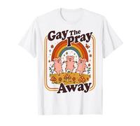 Gay The Pray Away | Cute Funny Queer Pigs Rainbow Retro T-Shirt