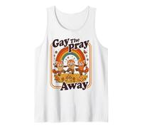 Gay The Pray Away Cute Funny Queer Red Pandas Rainbow Retro Tank Top