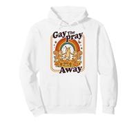 Gay The Pray Away | Cute Funny Queer Squirrels Rainbow Retro Pullover Hoodie