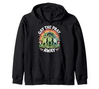 Gay The Pray Away Frogs Rainbow Zip Hoodie