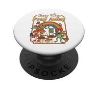 Gay The Pray Away Funny Pride LGBTQ Frog Rainbow PopSockets Adhesive PopGrip