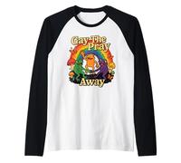 Gay The Pray Away LGBTQ Rainbow Flag Funny Frogs Lover Raglan Baseball Tee
