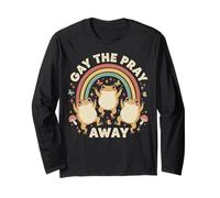 Gay The Pray Away Sarcastic LGBTQI Pride Funny Frog Graphic Long Sleeve T-Shirt