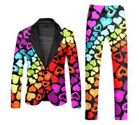 Gay The Rainbow Heart Suit, Multi-Coloured with Jacket, Pride Outfits LGBTQ Accessories Pride Tops Pride Clothes LGBT Pride Month Stand Out Suits Fancy Dress, Adult Dress Up Costumes