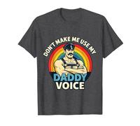 Gay Tom Daddy Voice Funny Bear Dom Rainbow CSD LGBTQ Pride T-Shirt, Men, Dark Heather Grey, Medium
